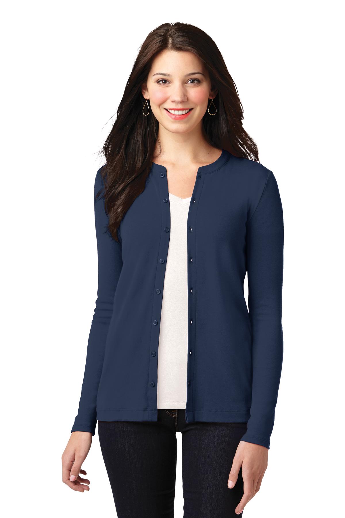 Port Authority Women's Concept Stretch Button-Front Cardigan LM1008 Dress Blue Navy
