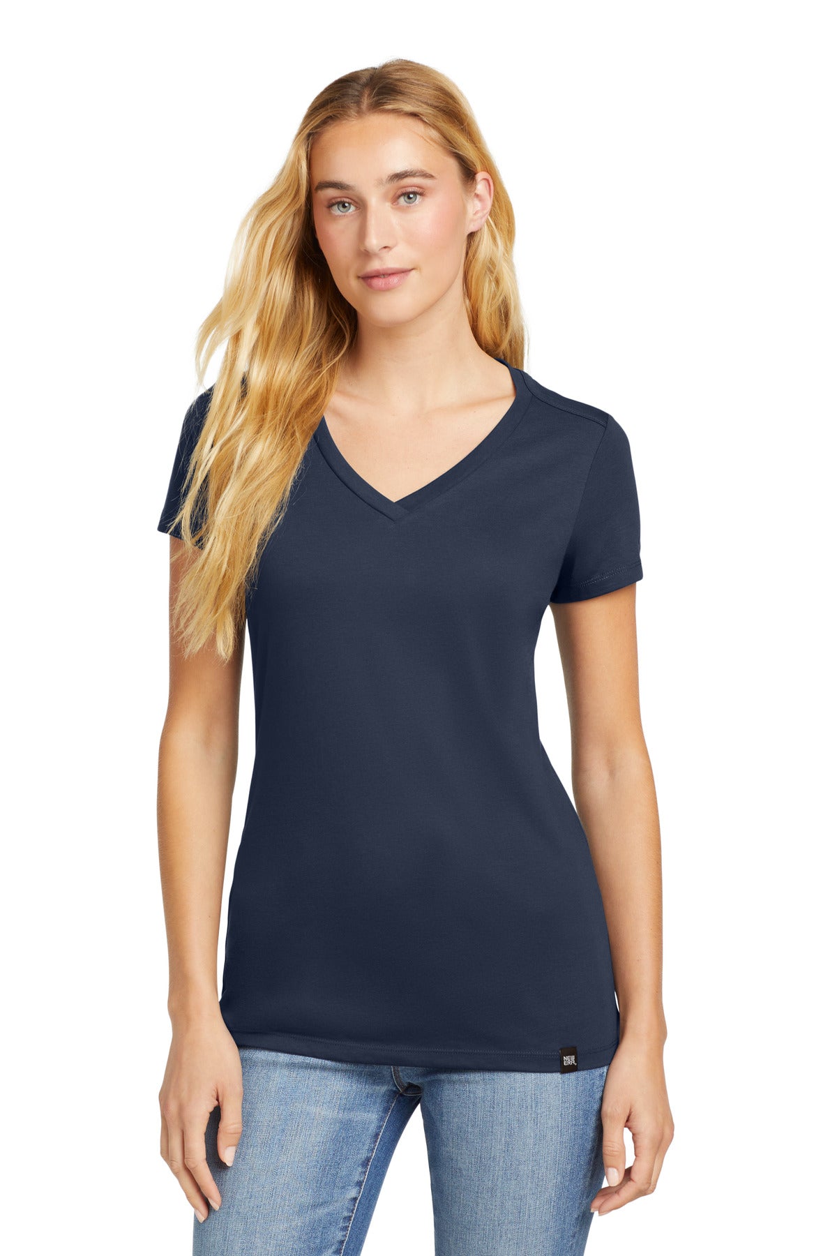 New Era  Women's Heritage Blend V-Neck Tee. LNEA101 True Navy
