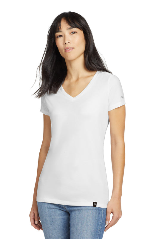 New Era  Women's Heritage Blend V-Neck Tee. LNEA101 White