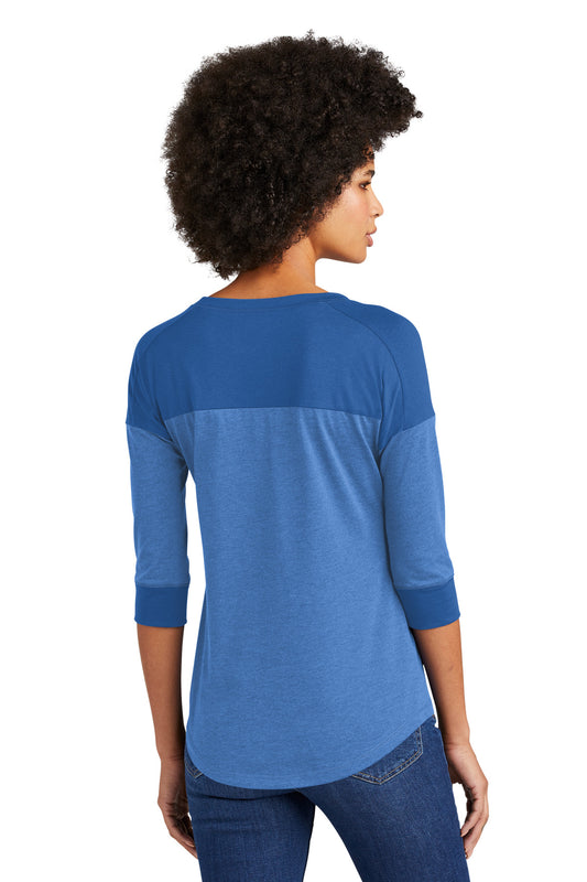 New Era Women's Heritage Blend 3/4-Sleeve Baseball Raglan Tee. LNEA104 Royal/ Royal Heather