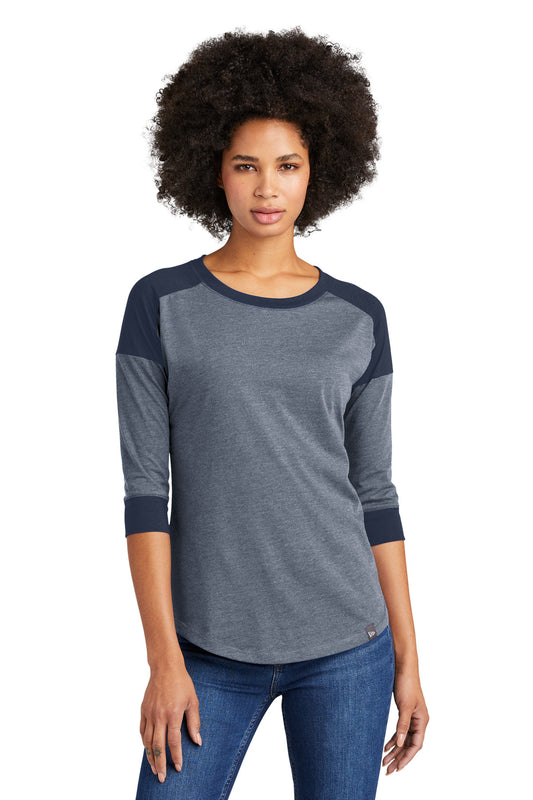 New Era  Women's Heritage Blend 3/4-Sleeve Baseball Raglan Tee. LNEA104 True Navy/ True Navy Twist