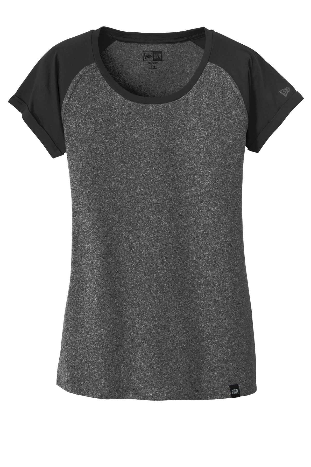 New Era  Women's Heritage Blend Varsity Tee. LNEA107 Black/ Black Twist