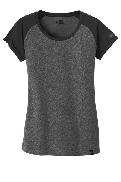 New Era  Women's Heritage Blend Varsity Tee. LNEA107 Black/ Black Twist
