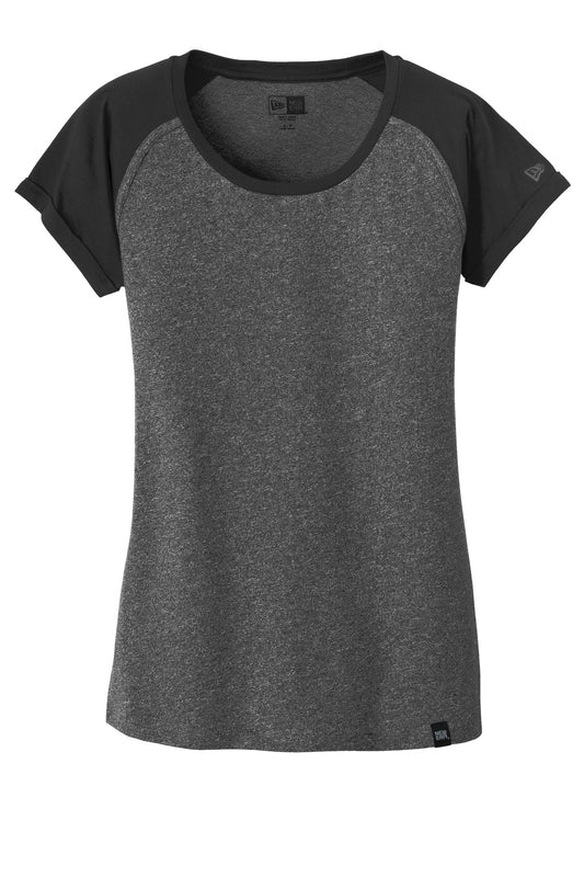 New Era  Women's Heritage Blend Varsity Tee. LNEA107 Black/ Black Twist