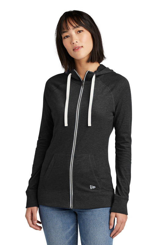 New Era Women's Sueded Cotton Blend Full-Zip Hoodie. LNEA122 Black Heather