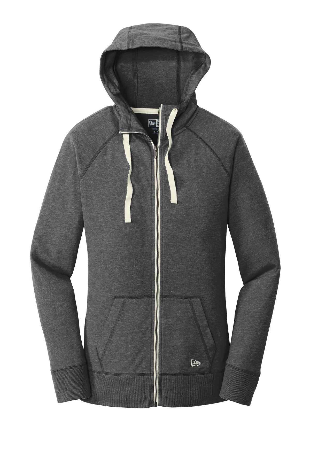 New Era Women's Sueded Cotton Blend Full-Zip Hoodie. LNEA122 Black Heather