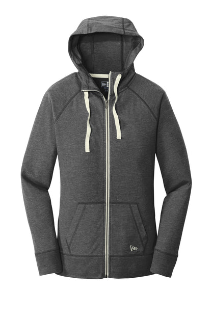New Era Women's Sueded Cotton Blend Full-Zip Hoodie. LNEA122 Black Heather