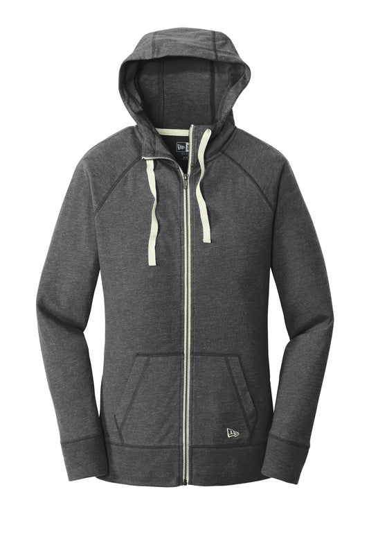 New Era Women's Sueded Cotton Blend Full-Zip Hoodie. LNEA122 Black Heather