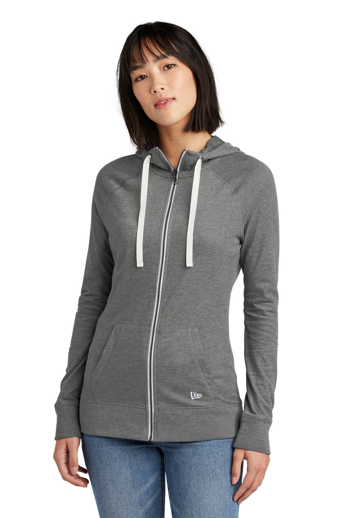 New Era Women's Sueded Cotton Blend Full-Zip Hoodie. LNEA122 Shadow Grey Heather