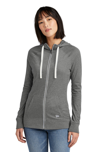 New Era Women's Sueded Cotton Blend Full-Zip Hoodie. LNEA122 Shadow Grey Heather