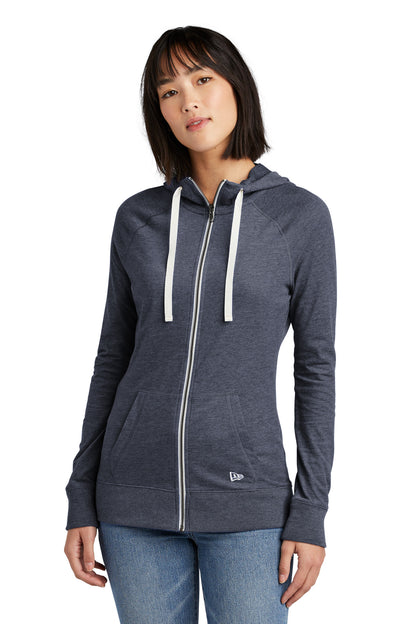 New Era Women's Sueded Cotton Blend Full-Zip Hoodie. LNEA122 True Navy Heather