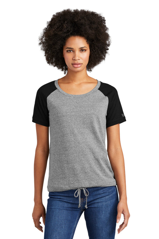 New Era  Women's Tri-Blend Performance Cinch Tee. LNEA133 Shadow Grey/ Black