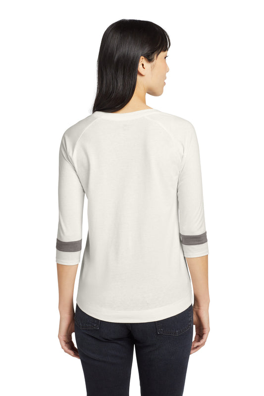 New Era  Women's Tri-Blend 3/4-Sleeve Tee LNEA136 Fan White Solid/ Shadow Grey