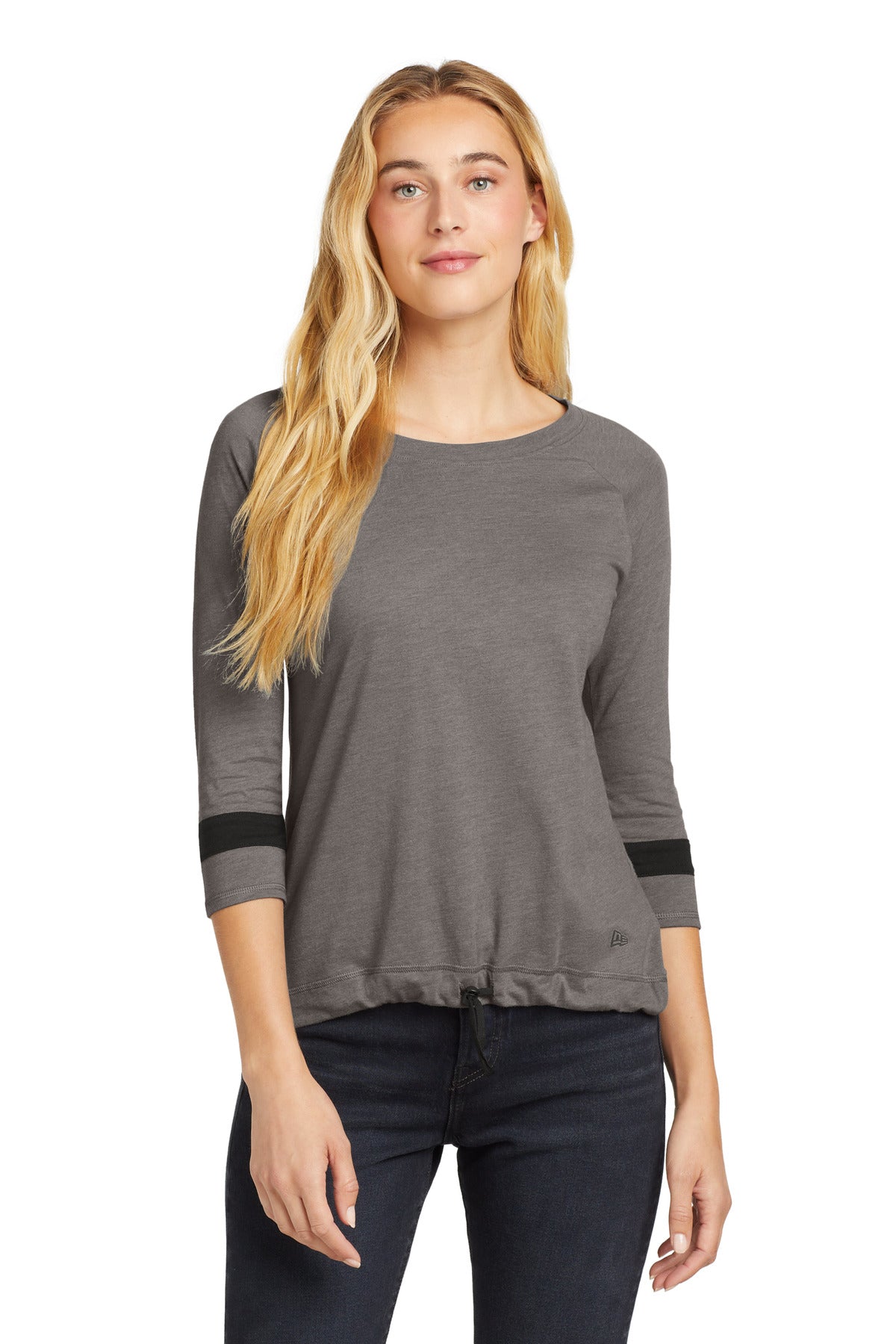 New Era  Women's Tri-Blend 3/4-Sleeve Tee LNEA136 Shadow Grey/ Black Solid