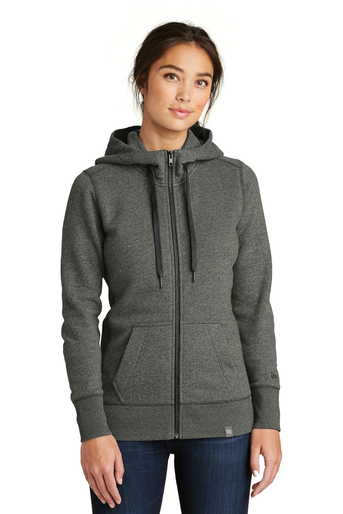 New Era  Women's French Terry Full-Zip Hoodie. LNEA502 Black Twist