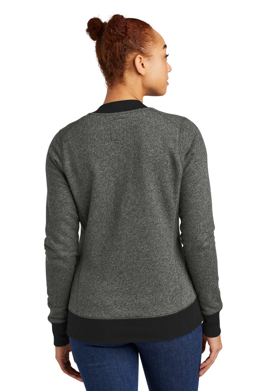 New Era Women's French Terry Baseball Full-Zip. LNEA503 Black Twist/ Black