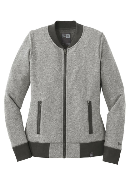 New Era Women's French Terry Baseball Full-Zip. LNEA503 Light Graphite Twist/ Graphite