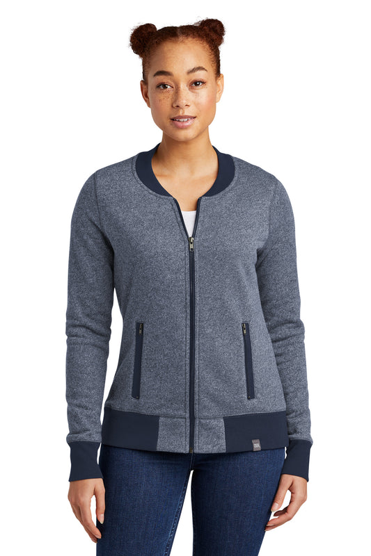 New Era Women's French Terry Baseball Full-Zip. LNEA503 True Navy Twist/ True Navy