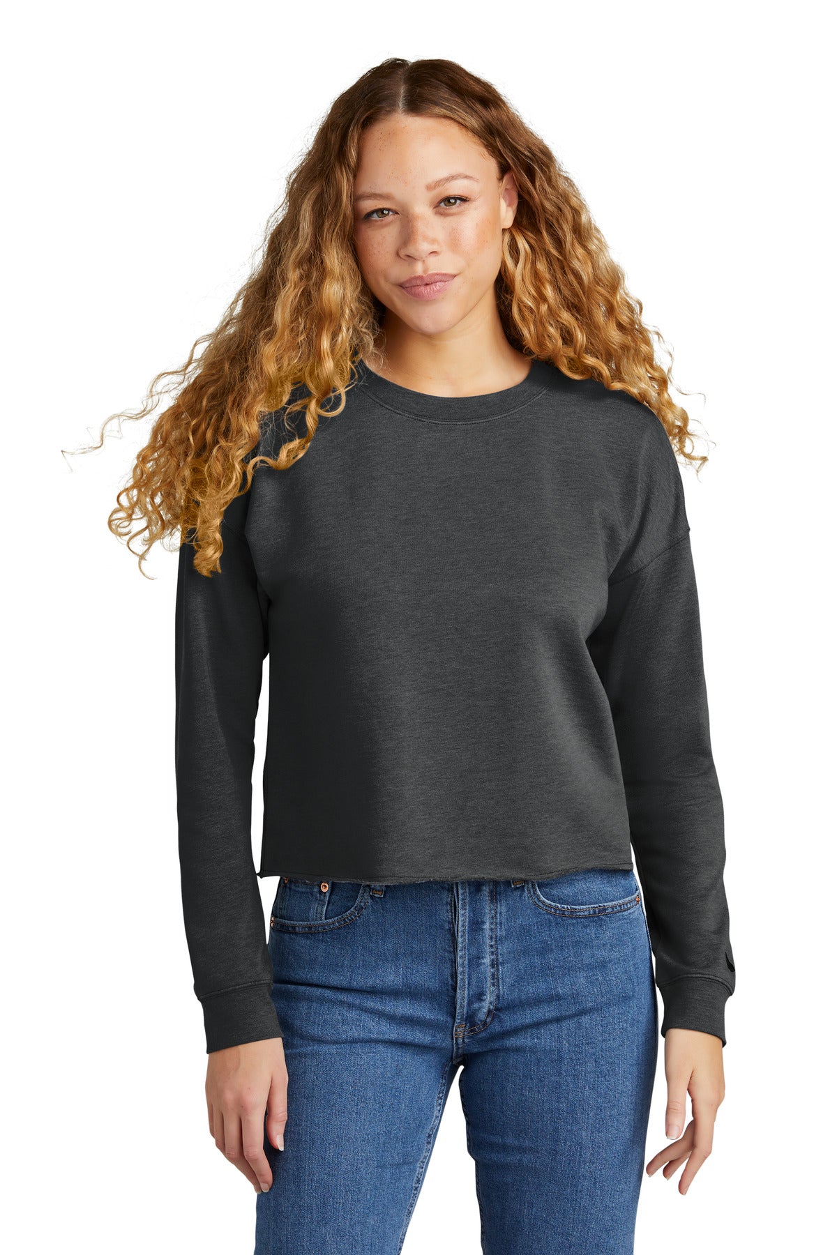 New Era Women's Tri-Blend Fleece Crop Crew LNEA514 Black Heather