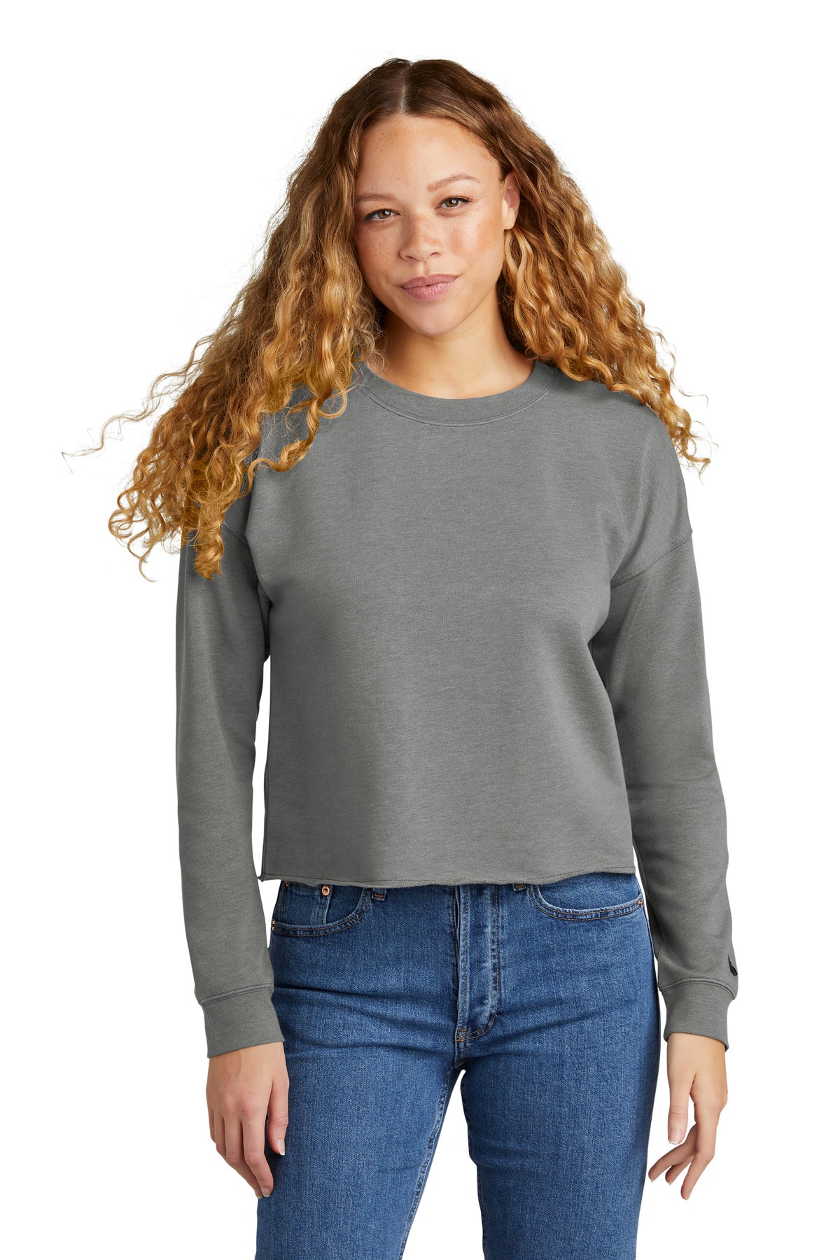 New Era Women's Tri-Blend Fleece Crop Crew LNEA514 Shadow Grey Heather
