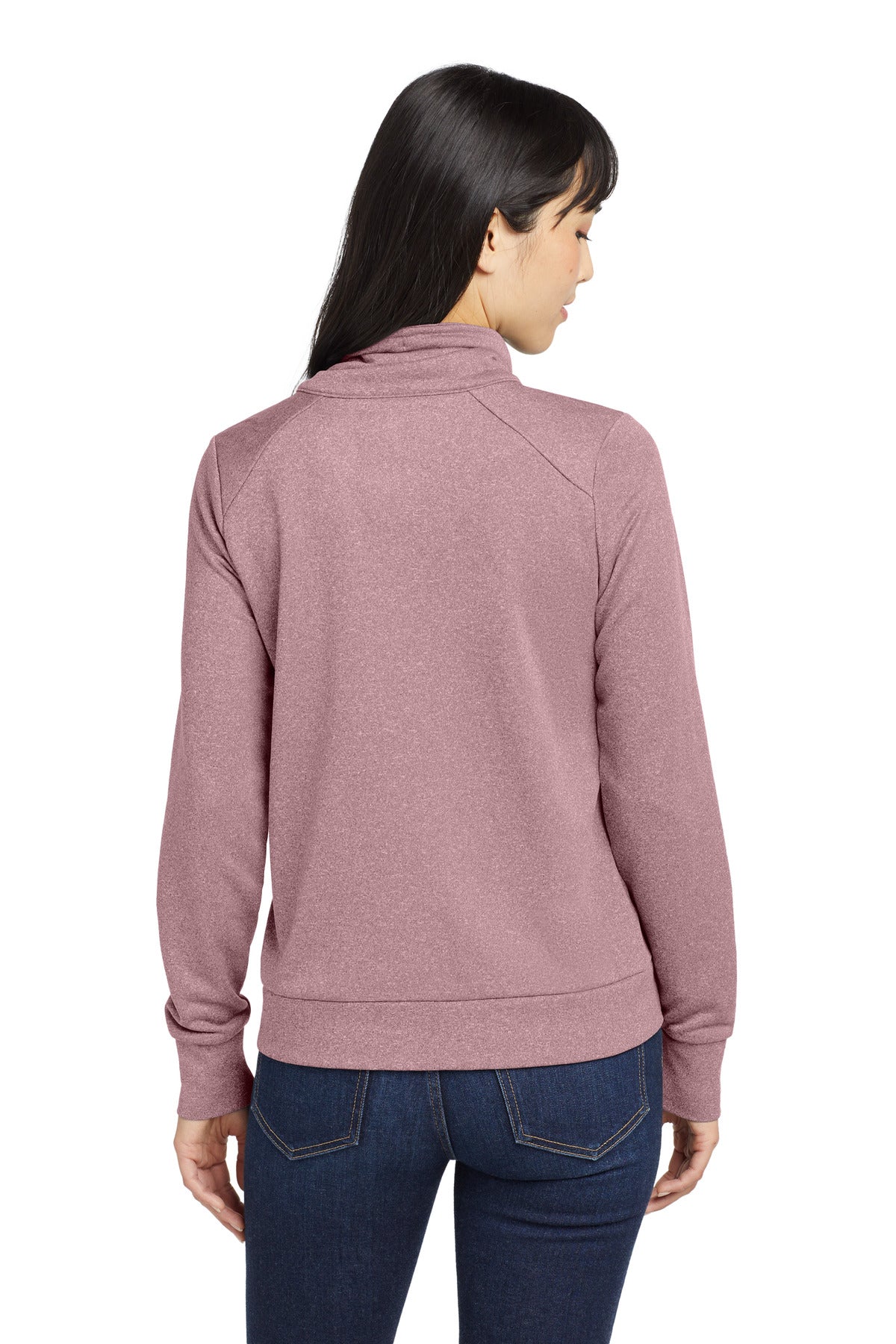 New Era Women's Performance Terry Full-Zip Cowl LNEA530 Dusty Mauve Heather