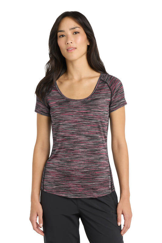 OGIO Women's Verge Scoop Neck LOE326 Fierce Coral Space Dye