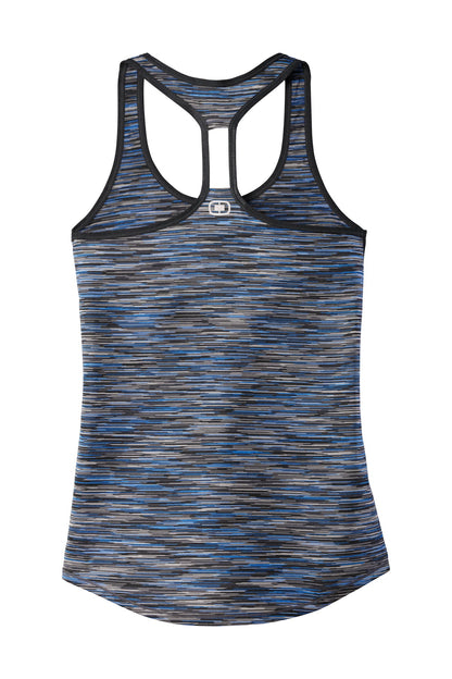 OGIO Women's Verge Racerback Tank LOE327 Electric Blue Space Dye