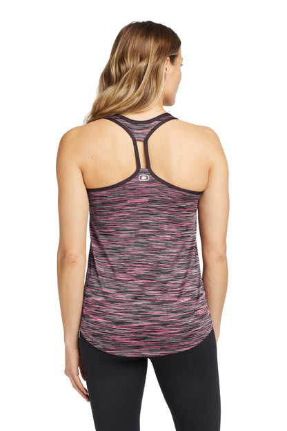 OGIO Women's Verge Racerback Tank LOE327 Fierce Coral Space Dye