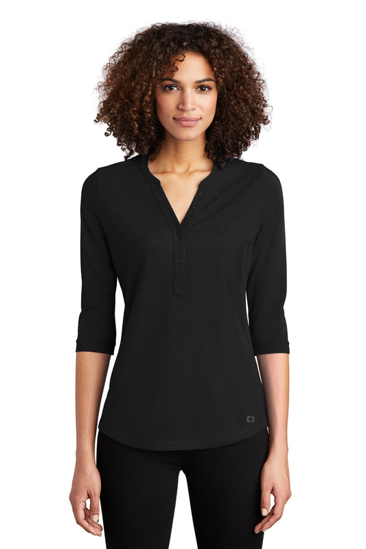 OGIO Women's Jewel Henley LOG104 Blacktop