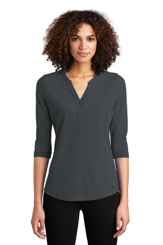 OGIO Women's Jewel Henley LOG104 Diesel Grey