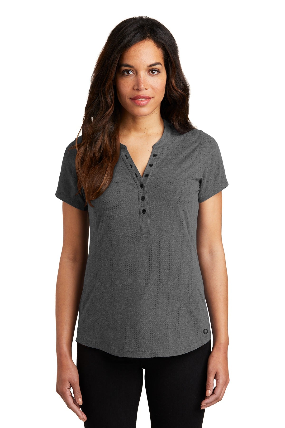 OGIO Women's Tread Henley LOG136 Blacktop Heather