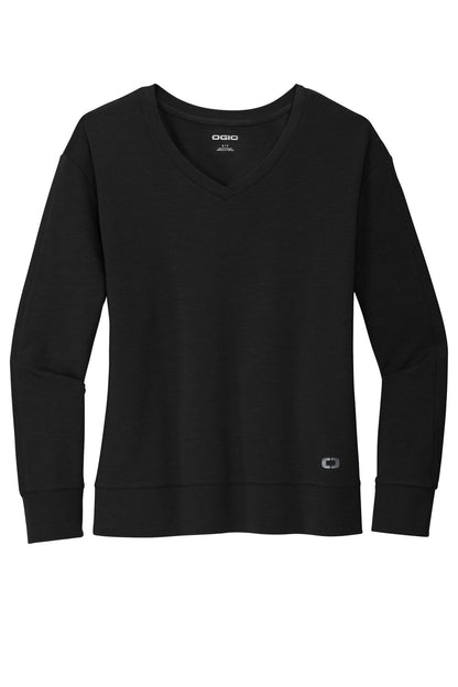 OGIO Women's Luuma Flex Long Sleeve V-Neck LOG825 Blacktop
