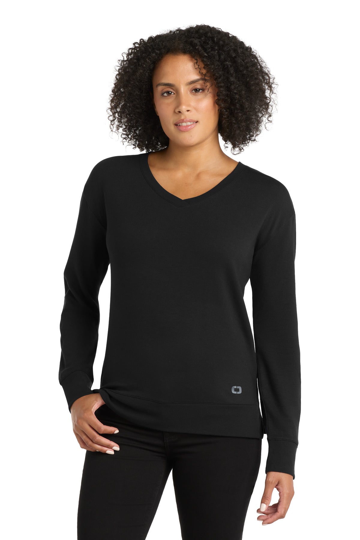 OGIO Women's Luuma Flex Long Sleeve V-Neck LOG825 Blacktop