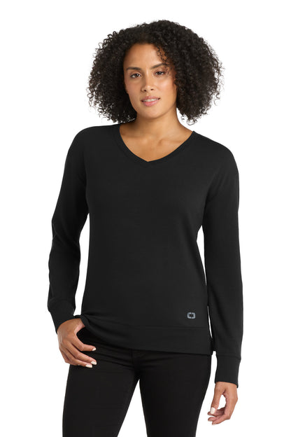 OGIO Women's Luuma Flex Long Sleeve V-Neck LOG825 Blacktop