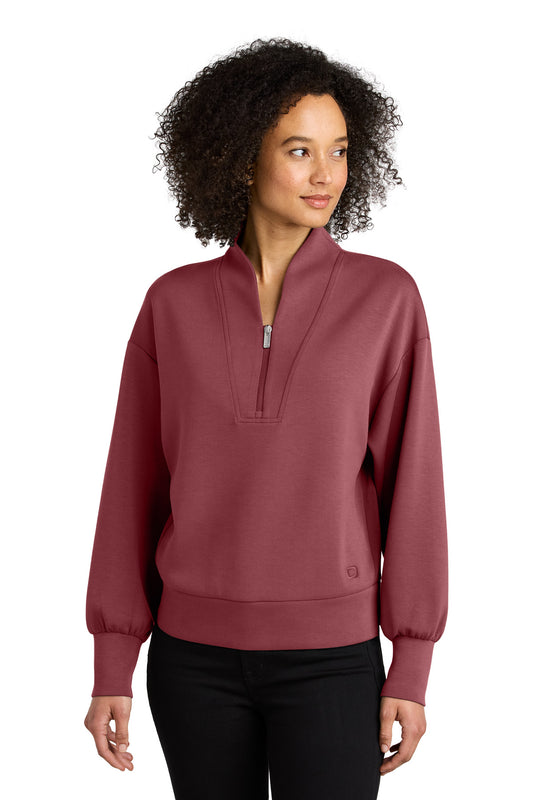 OGIO Women's Transcend 1/4-Zip LOG861 Soft Ruby