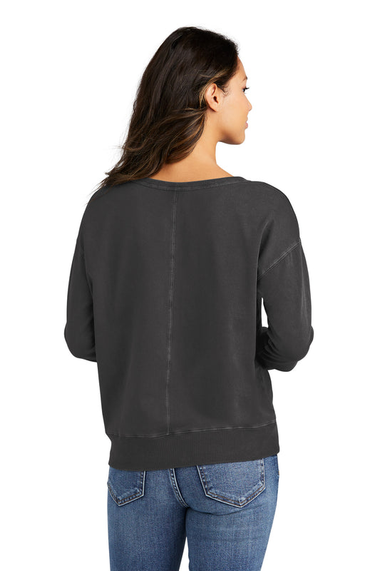 Port & Company Women's Beach Wash Garment-Dyed V-Neck Sweatshirt LPC098V Coal