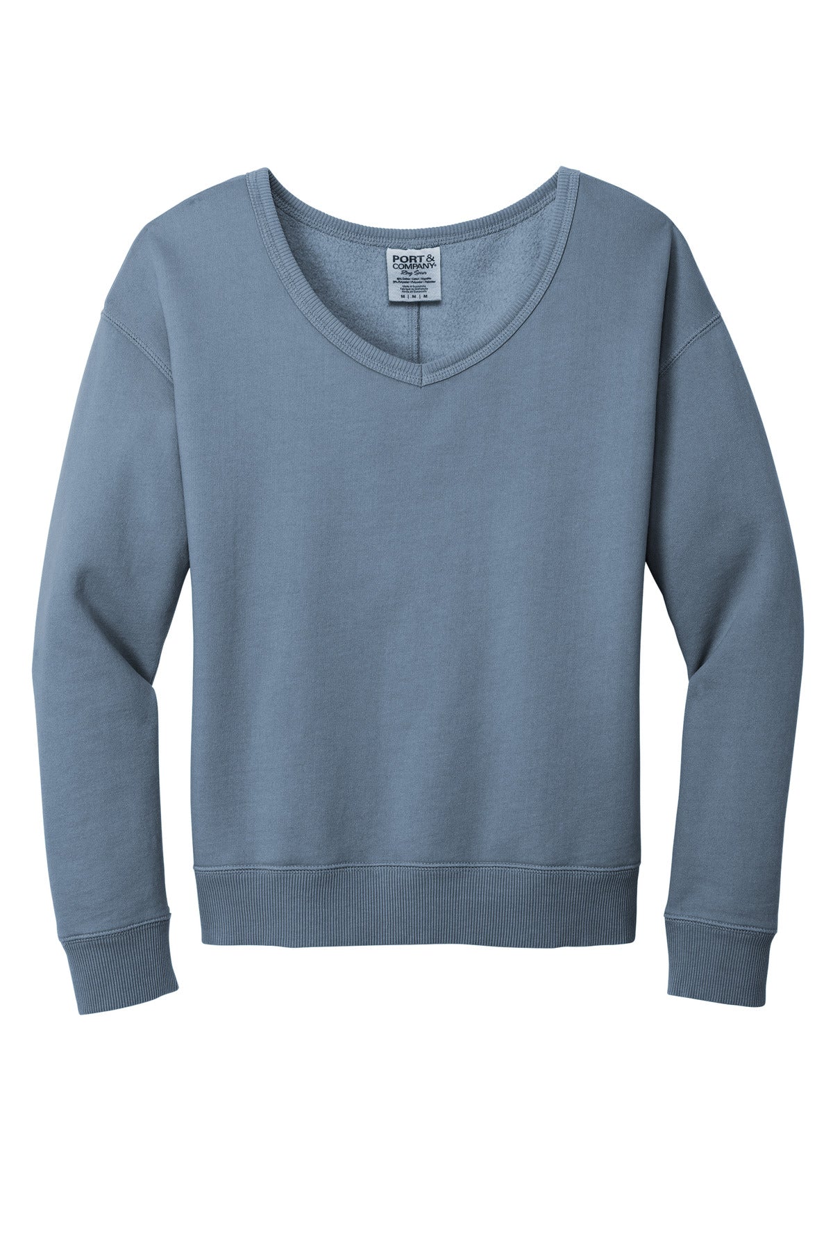 Port & Company Women's Beach Wash Garment-Dyed V-Neck Sweatshirt LPC098V Faded Denim