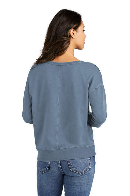Port & Company Women's Beach Wash Garment-Dyed V-Neck Sweatshirt LPC098V Faded Denim