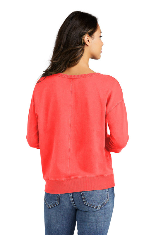 Port & Company Women's Beach Wash Garment-Dyed V-Neck Sweatshirt LPC098V Poppy