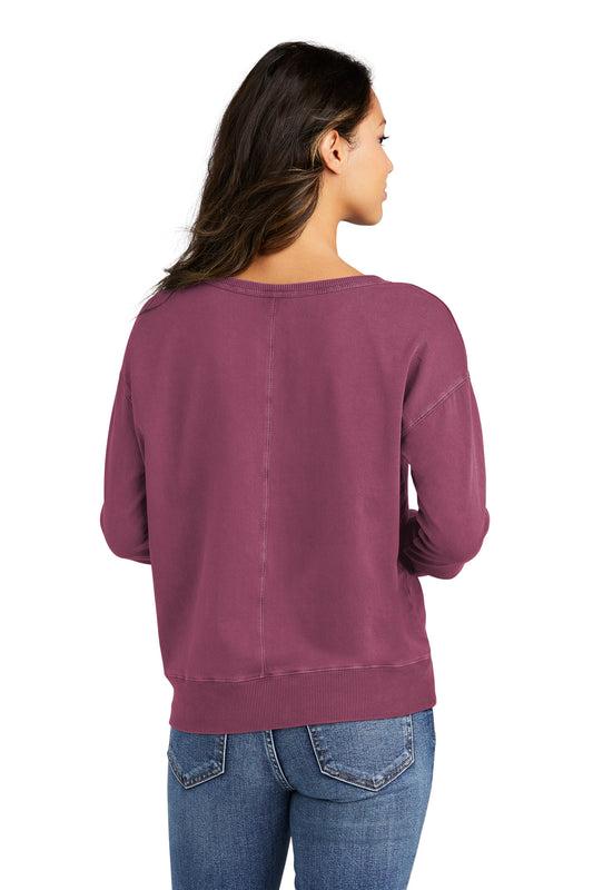 Port & Company Women's Beach Wash Garment-Dyed V-Neck Sweatshirt LPC098V Vintage Raspberry