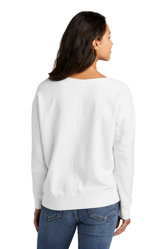 Port & Company Women's Beach Wash Garment-Dyed V-Neck Sweatshirt LPC098V White