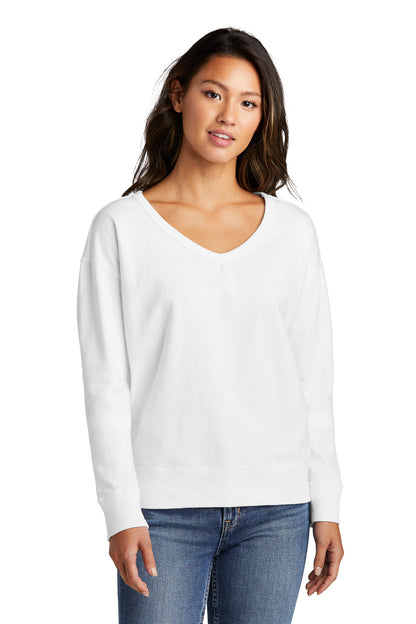 Port & Company Women's Beach Wash Garment-Dyed V-Neck Sweatshirt LPC098V White