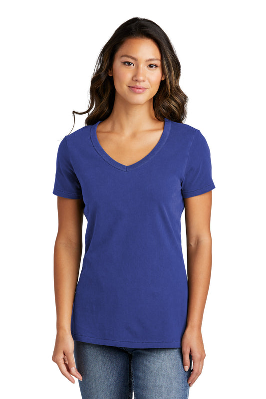 Port & Company Women's Beach Wash Garment-Dyed V-Neck Tee LPC099V Blue Iris
