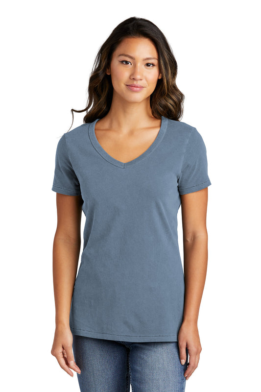Port & Company Women's Beach Wash Garment-Dyed V-Neck Tee LPC099V Faded Denim