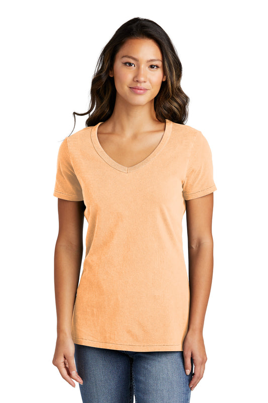 Port & Company Women's Beach Wash Garment-Dyed V-Neck Tee LPC099V Peach