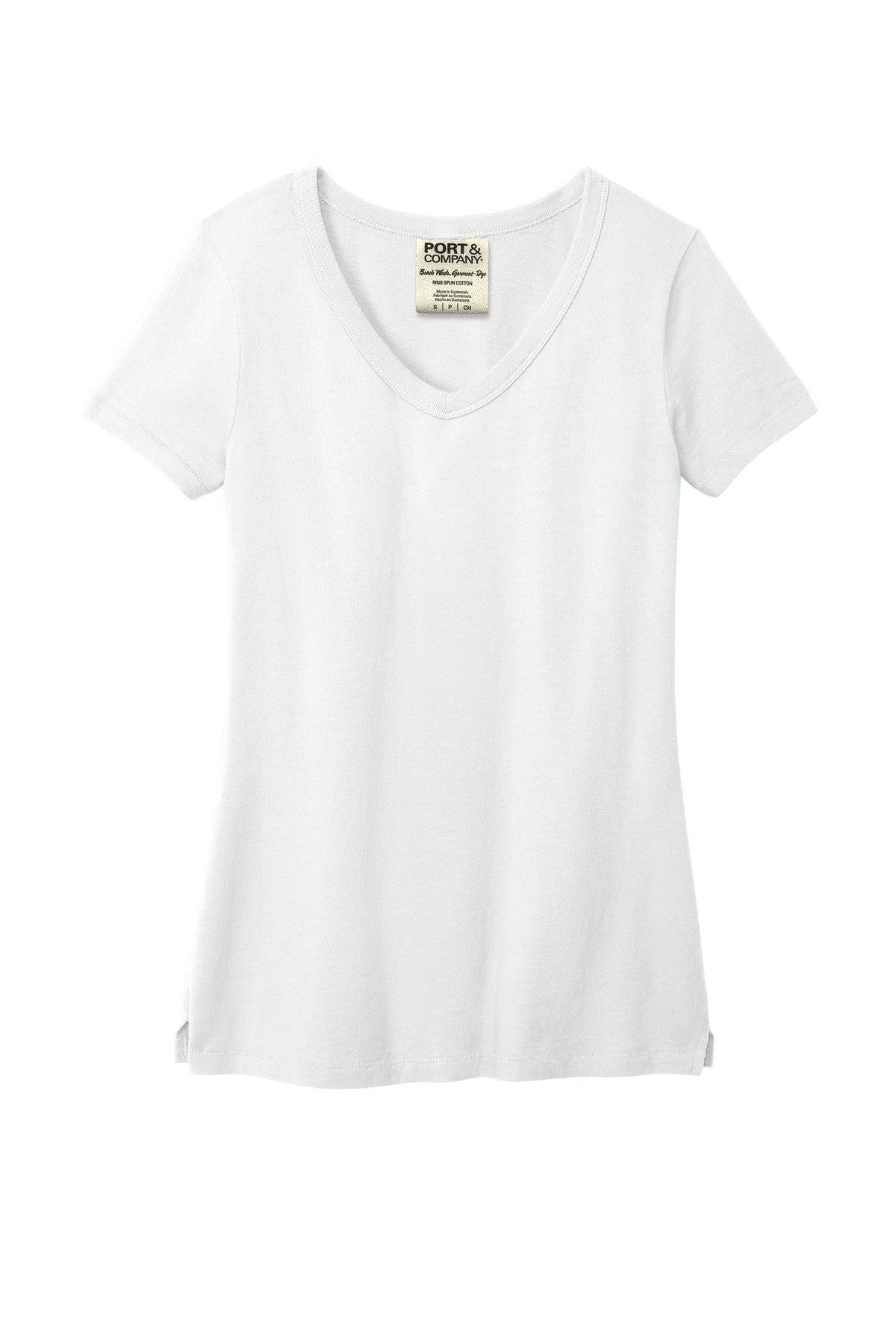 Port & Company Women's Beach Wash Garment-Dyed V-Neck Tee LPC099V White