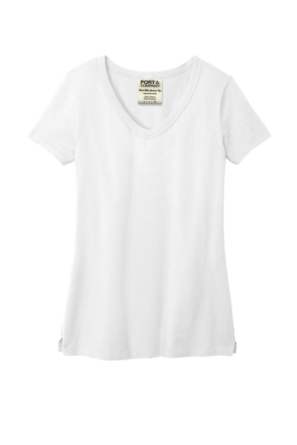 Port & Company Women's Beach Wash Garment-Dyed V-Neck Tee LPC099V White