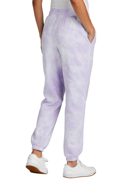 Port & Company Women's Beach Wash Cloud Tie-Dye Sweatpant LPC140P Amethyst