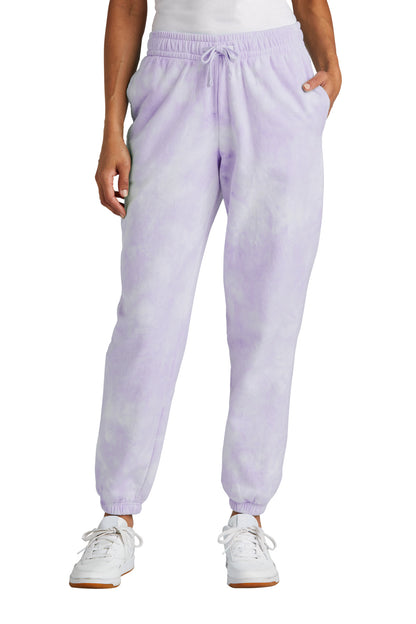 Port & Company Women's Beach Wash Cloud Tie-Dye Sweatpant LPC140P Amethyst