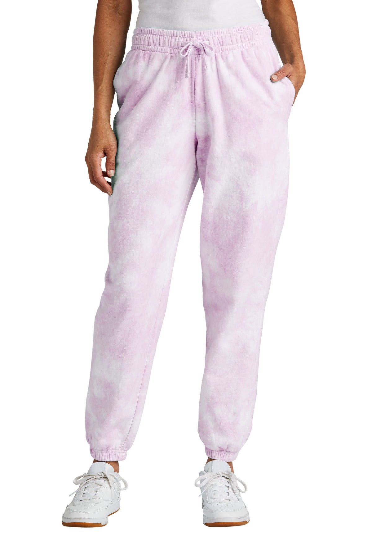 Port & Company Women's Beach Wash Cloud Tie-Dye Sweatpant LPC140P Cerise Pink